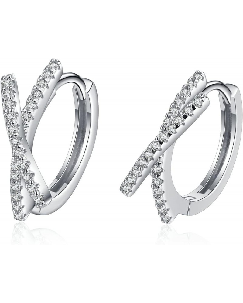 14K Gold Simple Hoop Earrings with Moissanite, Elegant Jewelry Gift for Special Occasions style two $83.25 Earrings