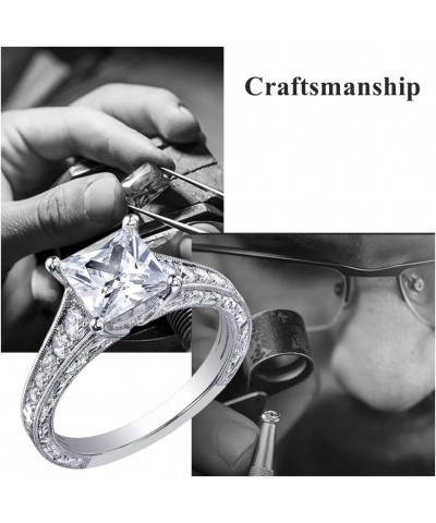 Princess Cut Engagement Rings for Women with 1-1/4 Carat(ctw) Moissanite Wedding Anniversary Rings 925 Sterling Silver 10K 14...