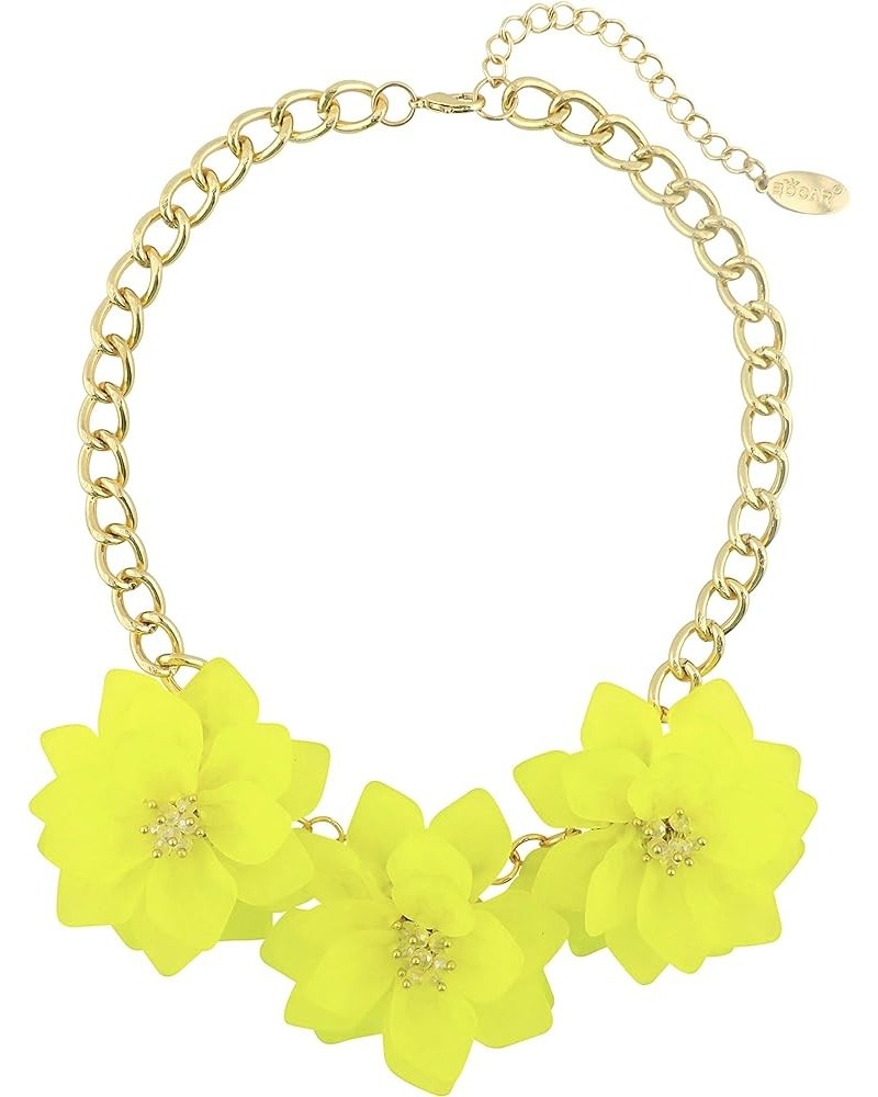 Acrylic Pendant Collar Statement Flower Choker Necklace for Women NK-10298-yellow $8.80 Necklaces