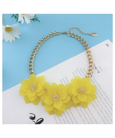 Acrylic Pendant Collar Statement Flower Choker Necklace for Women NK-10298-yellow $8.80 Necklaces