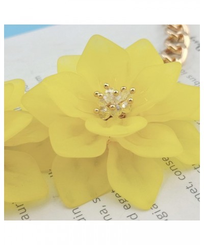 Acrylic Pendant Collar Statement Flower Choker Necklace for Women NK-10298-yellow $8.80 Necklaces