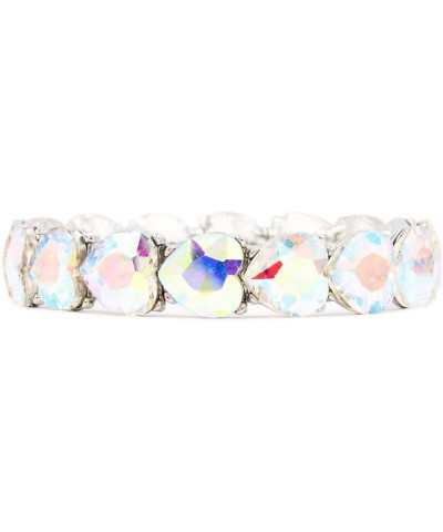 Heart Shape Rhinestones Elastic Stretch Bracelet for Women Silver AB $8.82 Bracelets