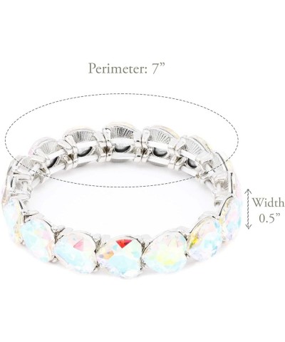 Heart Shape Rhinestones Elastic Stretch Bracelet for Women Silver AB $8.82 Bracelets