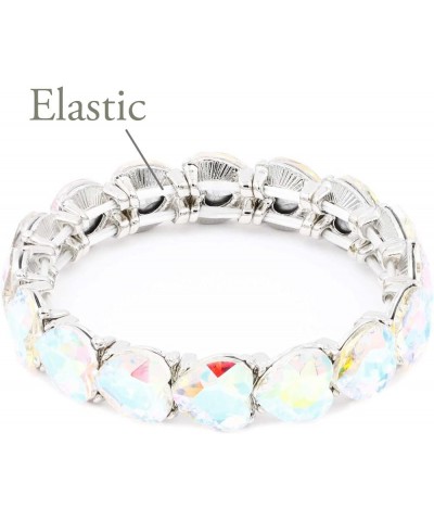 Heart Shape Rhinestones Elastic Stretch Bracelet for Women Silver AB $8.82 Bracelets