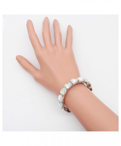 Heart Shape Rhinestones Elastic Stretch Bracelet for Women Silver AB $8.82 Bracelets