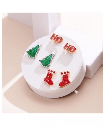 Christmas Earrings For Women Christmas Tree Dangle Earrings With Colorful Rhinestone Glitter Bow Knot Colorful Light Bulb Jin...