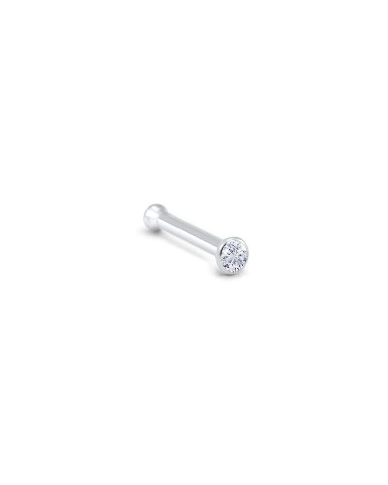 18k White Gold 1.5mm, 2mm, 2.5mm, or 3mm Bezel CZ 22G 20G 18G Bone-1.5mm CZ-20G $21.07 Body Jewelry