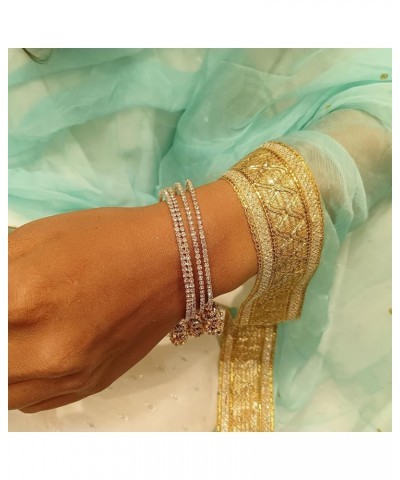 Indian Bollywood Traditional Rhinestone Crystal Wedding Jhumka Tassel Bracelet Bangle Set Jewelry White 2-8 $13.01 Bracelets