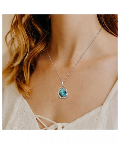 Teardrop Turquoise Pendant Necklace, 925 Sterling Silver December Birthstone Necklace Vintage Western Jewelry Gift for Women ...