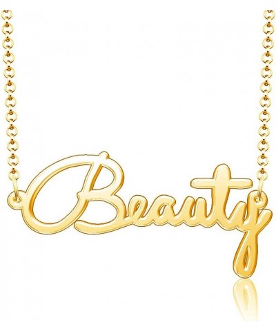 18k Gold Plated Personalized Jewelry Inspirational Words Custom Name Necklace Beauty $9.00 Necklaces