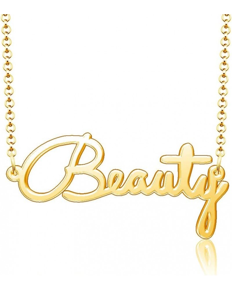 18k Gold Plated Personalized Jewelry Inspirational Words Custom Name Necklace Beauty $9.00 Necklaces