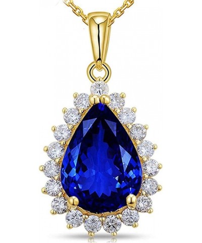 Top 14K White Yellow Gold Genuine AAAA Tanzanite Diamond Pendant Necklaces Engagement Wedding for Women Ladies tanzanite 5 $9...