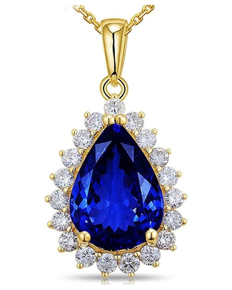 Top 14K White Yellow Gold Genuine AAAA Tanzanite Diamond Pendant Necklaces Engagement Wedding for Women Ladies tanzanite 5 $9...