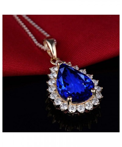 Top 14K White Yellow Gold Genuine AAAA Tanzanite Diamond Pendant Necklaces Engagement Wedding for Women Ladies tanzanite 5 $9...