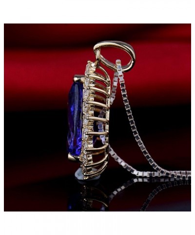 Top 14K White Yellow Gold Genuine AAAA Tanzanite Diamond Pendant Necklaces Engagement Wedding for Women Ladies tanzanite 5 $9...