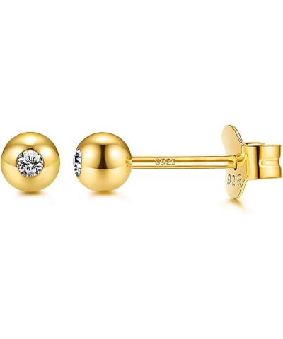 Gold Ball Stud Earrings for Women, 14K Gold Cubic Zirconia Earring, Hypoallergenic, Nickel Free 4mm Gold Ball stud $12.04 Ear...