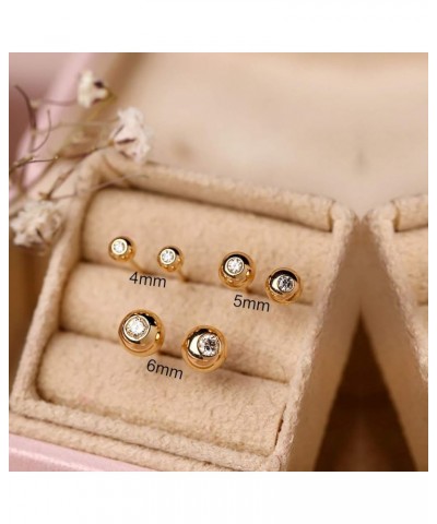 Gold Ball Stud Earrings for Women, 14K Gold Cubic Zirconia Earring, Hypoallergenic, Nickel Free 4mm Gold Ball stud $12.04 Ear...