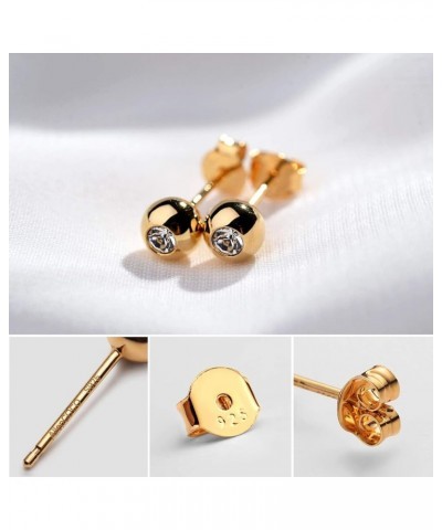 Gold Ball Stud Earrings for Women, 14K Gold Cubic Zirconia Earring, Hypoallergenic, Nickel Free 4mm Gold Ball stud $12.04 Ear...