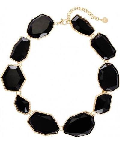 Vintage Resin Rhinestone Necklace Irregularly Shaped Elegant Crystal Collar for Women Black $13.18 Necklaces