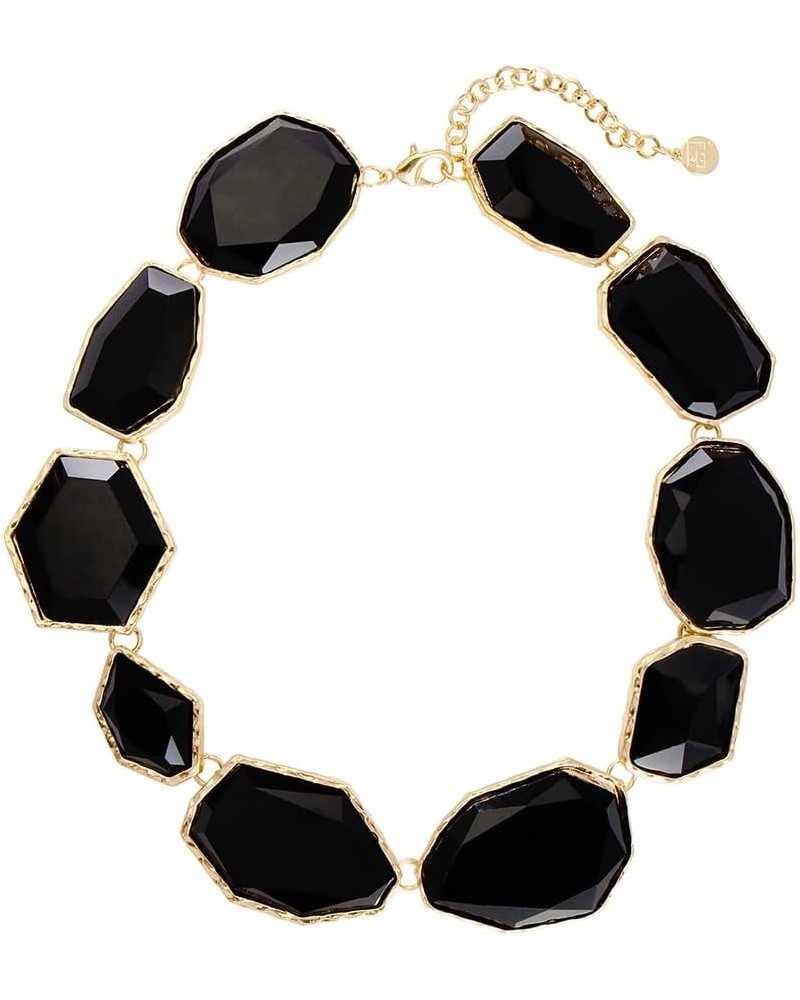 Vintage Resin Rhinestone Necklace Irregularly Shaped Elegant Crystal Collar for Women Black $13.18 Necklaces