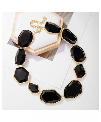 Vintage Resin Rhinestone Necklace Irregularly Shaped Elegant Crystal Collar for Women Black $13.18 Necklaces