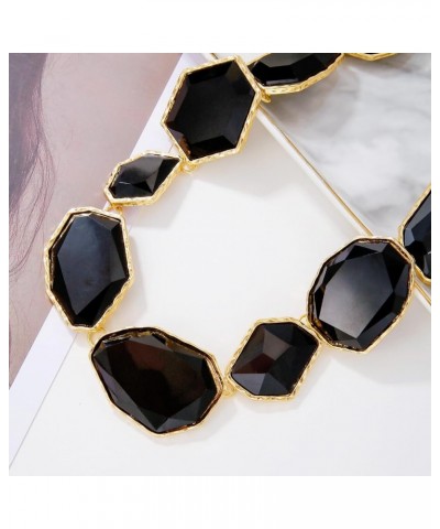 Vintage Resin Rhinestone Necklace Irregularly Shaped Elegant Crystal Collar for Women Black $13.18 Necklaces