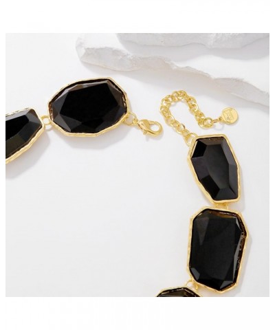 Vintage Resin Rhinestone Necklace Irregularly Shaped Elegant Crystal Collar for Women Black $13.18 Necklaces