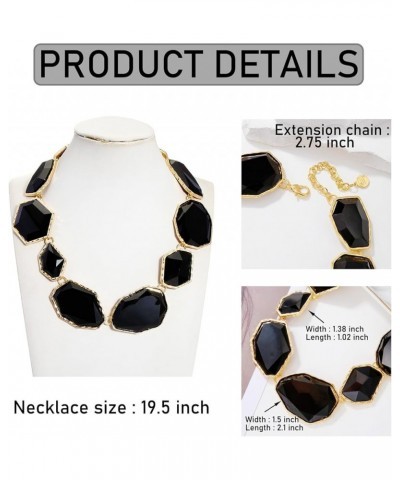 Vintage Resin Rhinestone Necklace Irregularly Shaped Elegant Crystal Collar for Women Black $13.18 Necklaces