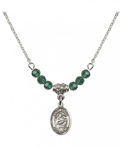 May Birth Month Bead Necklace with Catholic Patron Saint Petite Charm, 18 Inch Saint Jason $32.51 Necklaces