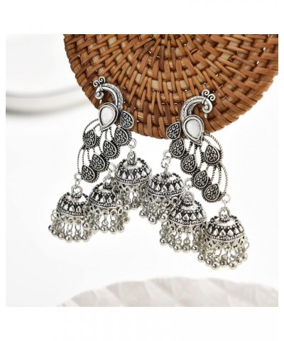 Boho Peacock Tassel Drop Earrings Oxidized Antique Traditional Festival Earring Indian Ethnic Vintage Earring for Women Girls...