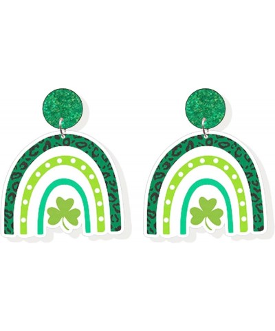 St Patricks Day Earrings Irish Shamlock Leaf Earrings for Women Acrylic Lightweight Earrings Green Hoof Beer Hat Rainbow Earr...