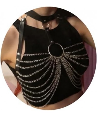 Punk Leather Chain Tassel Body Chain Bkini Harness Chain Stylish Waist Chain Body Jewelry for Women and Girls P $10.88 Body J...