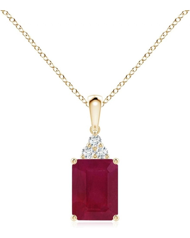 Natural Emerald-Cut Pendant Necklace with Diamond in 14K Solid Gold/Platinum for Women, Girls with 18" Chain | July Birthston...