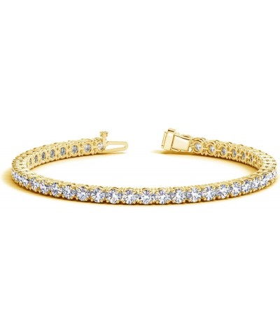 2-20 Carat NATURAL Classic Diamond Tennis Bracelet 4 Prong Value Plus Collection (J-K Color, I1-I2 Clarity) Yellow Gold 5.0 c...