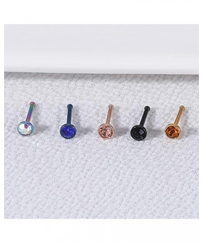 6pcs 20g Nose Studs Black Rose Gold Nose Rings Stainless Steel L Shaped Corkscrew Nose Ring Studs for Women Men Small Cute No...