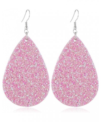 Jewelry Women Fashion Teardrop Leather Earring One 4 blingbling Pink $8.39 Earrings