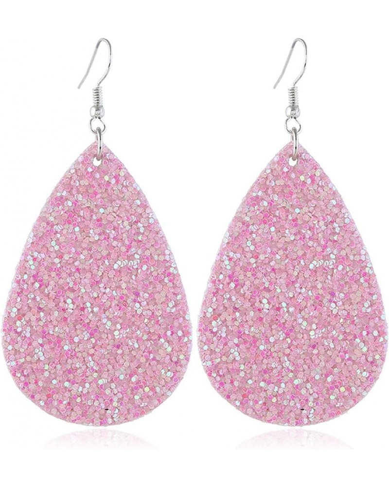 Jewelry Women Fashion Teardrop Leather Earring One 4 blingbling Pink $8.39 Earrings