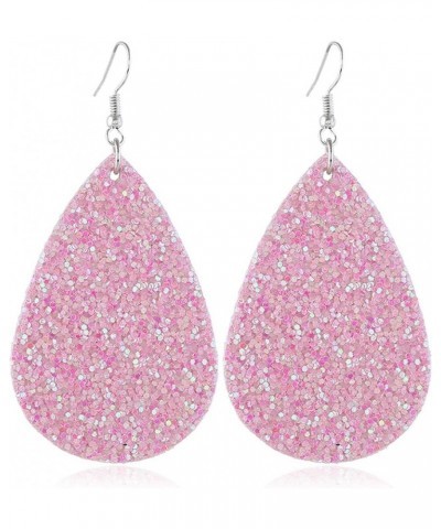 Jewelry Women Fashion Teardrop Leather Earring One 4 blingbling Pink $8.39 Earrings