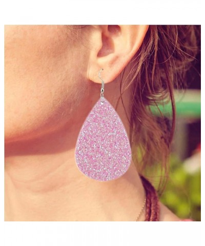 Jewelry Women Fashion Teardrop Leather Earring One 4 blingbling Pink $8.39 Earrings