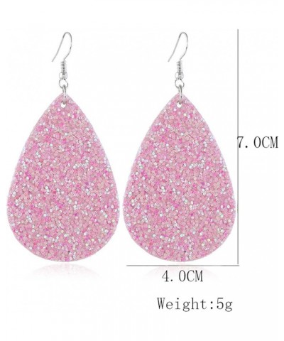 Jewelry Women Fashion Teardrop Leather Earring One 4 blingbling Pink $8.39 Earrings