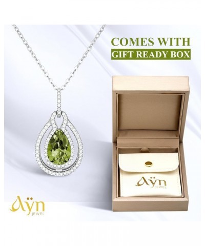 Ayn Birthstone Necklace for Women Birthstone Jewelry for Mom Wife Girlfriend Mother Daughter - Platinum Plated Sterling Silve...