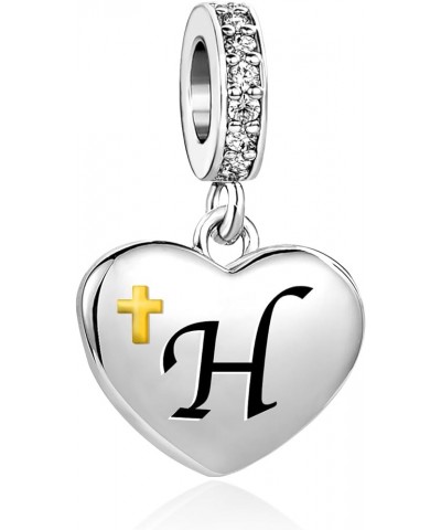 Initials Charm A-Z Letters Alphabet Religion Cross Heart Gold Womens Bead Charms for Bracelets Compatible with Pandora Bracel...