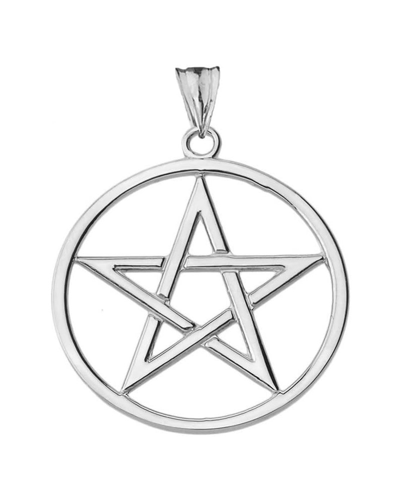 Elegant 14k White Gold Pentagram Charm Pendant $101.25 Necklaces