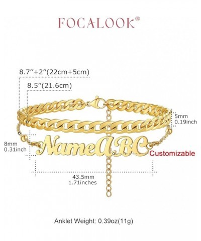 Personalized Anklets for Women,18K Gold Plated Name Anklet with Initials Customized Ankle Bracelets for Women Teengirls 8.5"-...