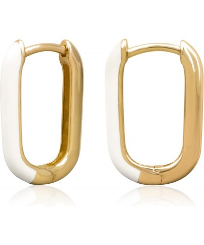 14K Gold Plated Sterling Silver Enamel Color Huggie Hoop Earrings for Women – Wide Range of Vibrant Color Options Available W...