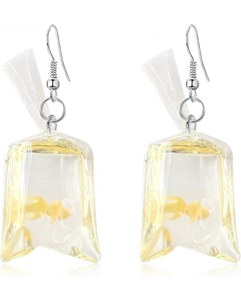 Women Funny Candy Cherry Goldfish Water Bag Shape Dangle Hook Earrings Female Charm Jewelry Big Tail Goldfish-Yellow $4.47 Ea...