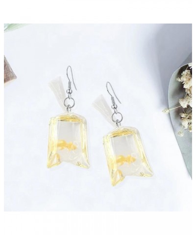 Women Funny Candy Cherry Goldfish Water Bag Shape Dangle Hook Earrings Female Charm Jewelry Big Tail Goldfish-Yellow $4.47 Ea...