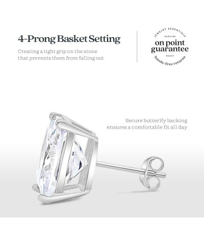 Sterling Silver & Yellow Gold Plated Sterling Silver Stud Earrings | Square Princess Cut CZ Cubic Zirconia for Women, Girls a...