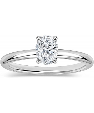 Oval Lab Grown White Diamond Classic Single Stone Engagement Ring for Women in 925 Sterling Silver 6 0.50 Carat $83.11 Rings