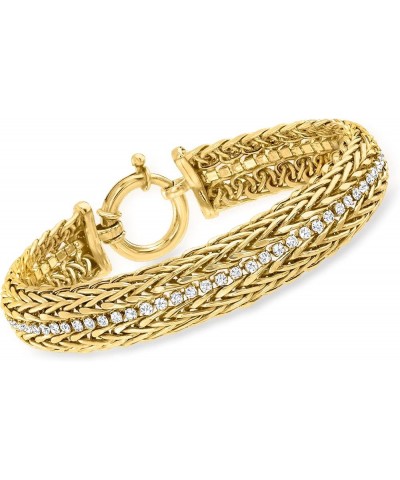 1.40 ct. t.w. CZ 2-Row Wheat-Chain Bracelet in 18kt Gold Over Sterling 8.0 Inches $73.08 Bracelets